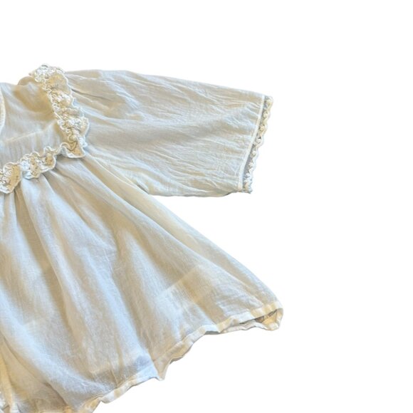 Free People Luna White Bohemian Blouse Short Sleeve Flowy Cropped Lace Medium - Picture 6 of 13